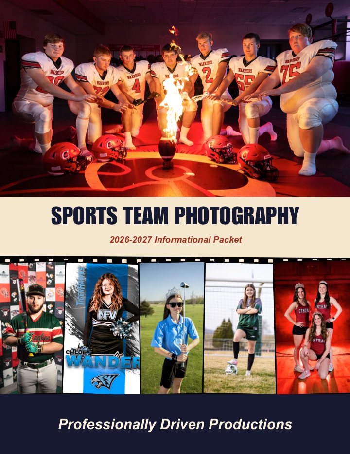 Cover of the PDP sports team photography coach packet
