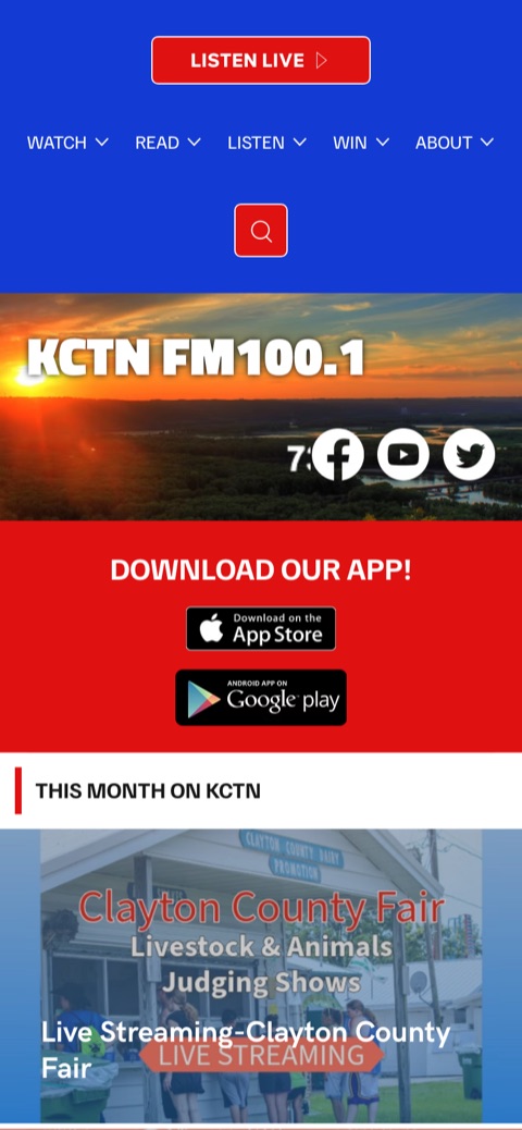 KCTN Radio website, mobile